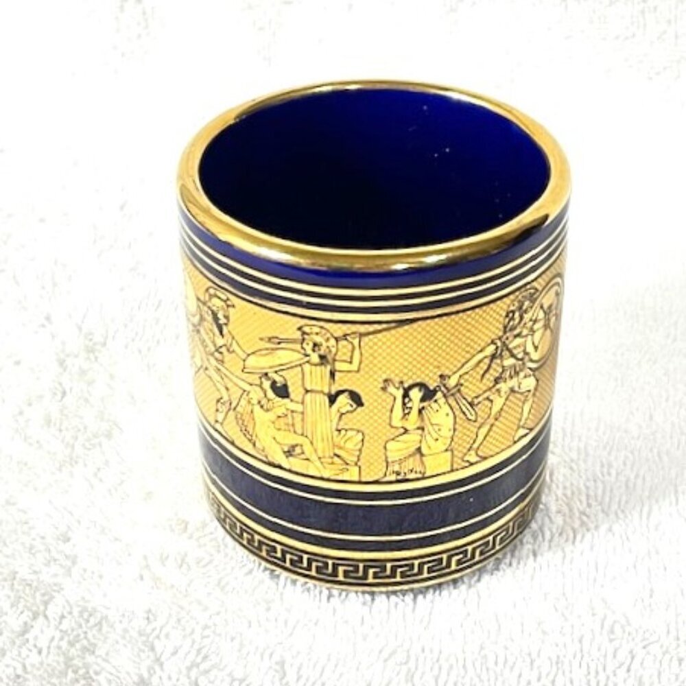 Greek cup in cobalt and 24K gold. - Picture 2 of 5